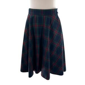 Brooks brothers black fleece plaid wool circle skirt sz XS